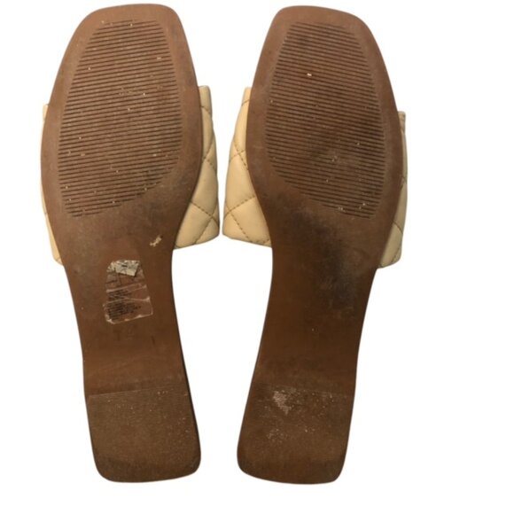 Quilted Cream Slide Sandals - Picture 4 of 4